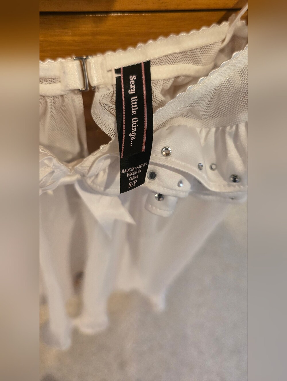 Sexy Little Thing White Sheer Ruffled Babydoll Nightie W/thigh Highs - Picture 4 of 10